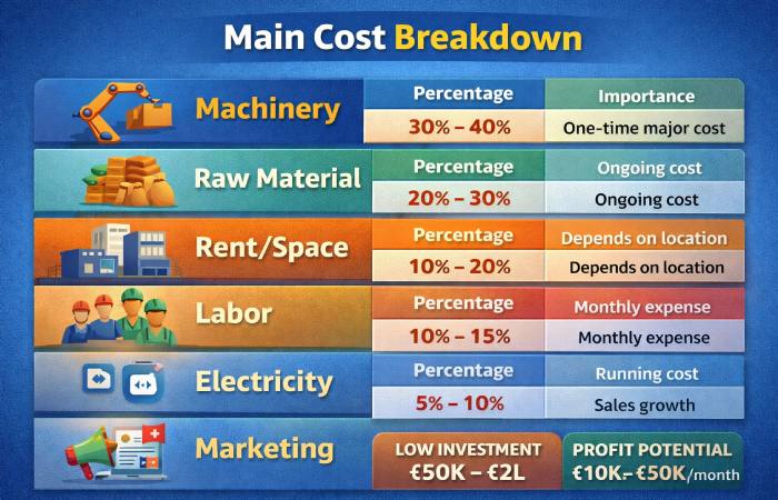 manufacturing business cost breakdown chart india
